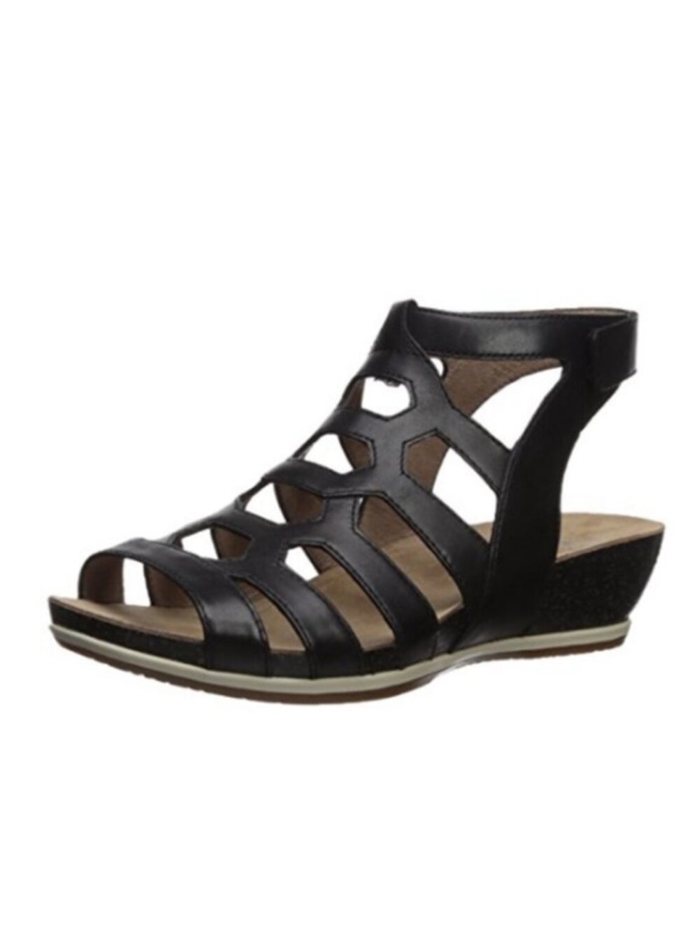 Dansko Black Cutout Strappy Wedge Sandals EU39 US9
